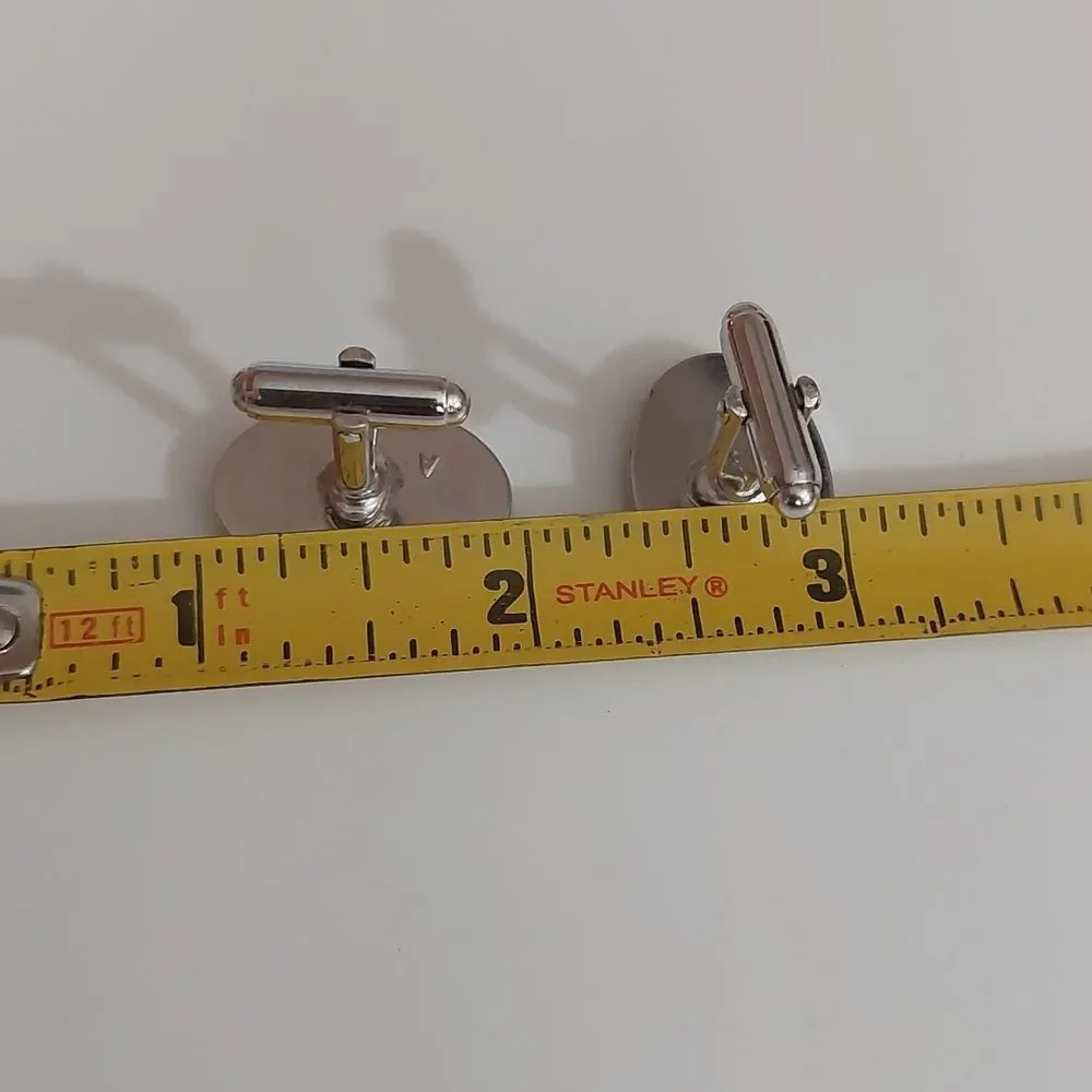 Vintage ANSON JED Etched Initials Silver Tone Cufflinks